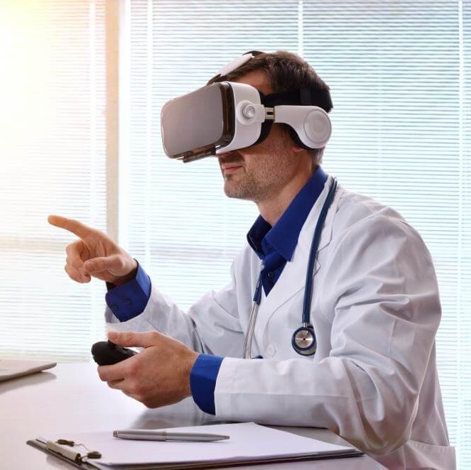 Conceptual representation of a digital doctor utilising VR equipment (disclaimer - not how the Generali service actually works)